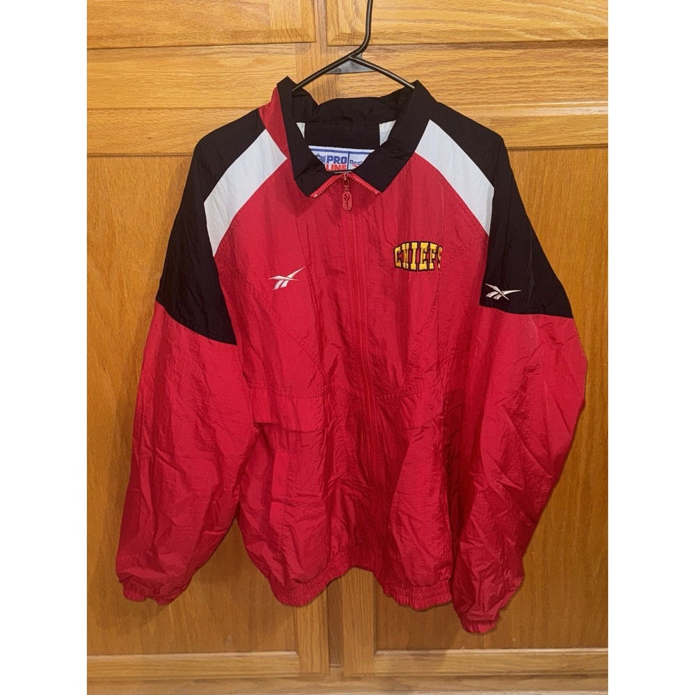 Vintage Kansas City Chiefs Reebok NFL Pro Line Jacket L Red Black Windbreaker